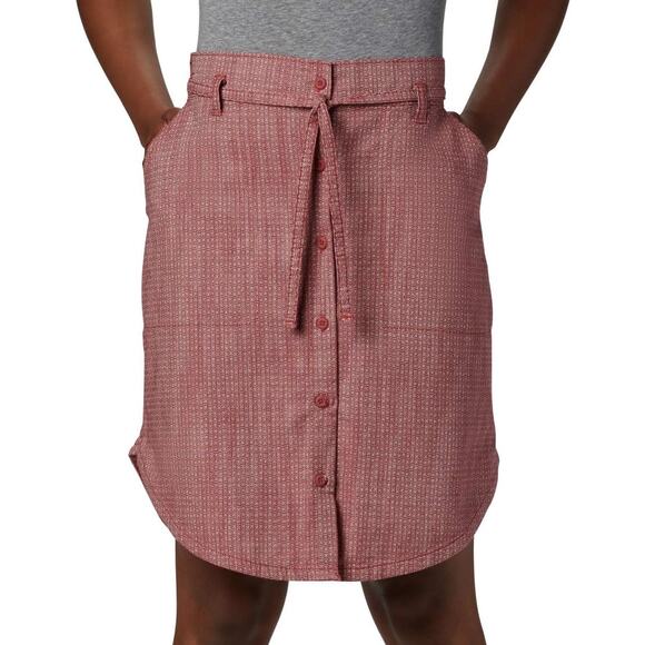 2/$30 Columbia Small Womens Red Summer Chill High Rise Belted Above Knee Skirt - Picture 2 of 12